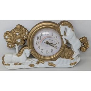 Vintage 1988 Burwood Products #2886 MCM Unicorn Wall Clock Working 80s 1980s